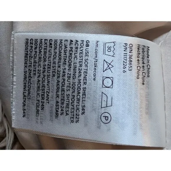 H&M Divided Shaggy Mob Wife Faux Fur Coat Beige Small - Picture 6 of 10